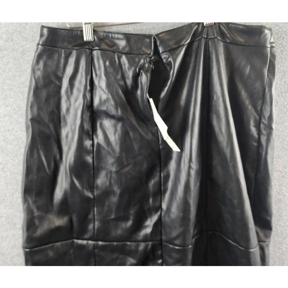 Bagatelle Faux Leather A Line Midi Skirt Women's XL Black Banded Waist Back Zip